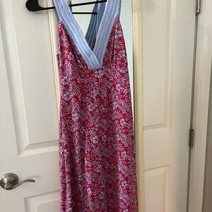 Tommy Bahama Red and White and Light Blue Cotton Dress